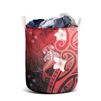 Polynesia Hammerhead Shark Laundry Basket Red Tribal Pattern With Plumeria LT05 - Polynesian Pride