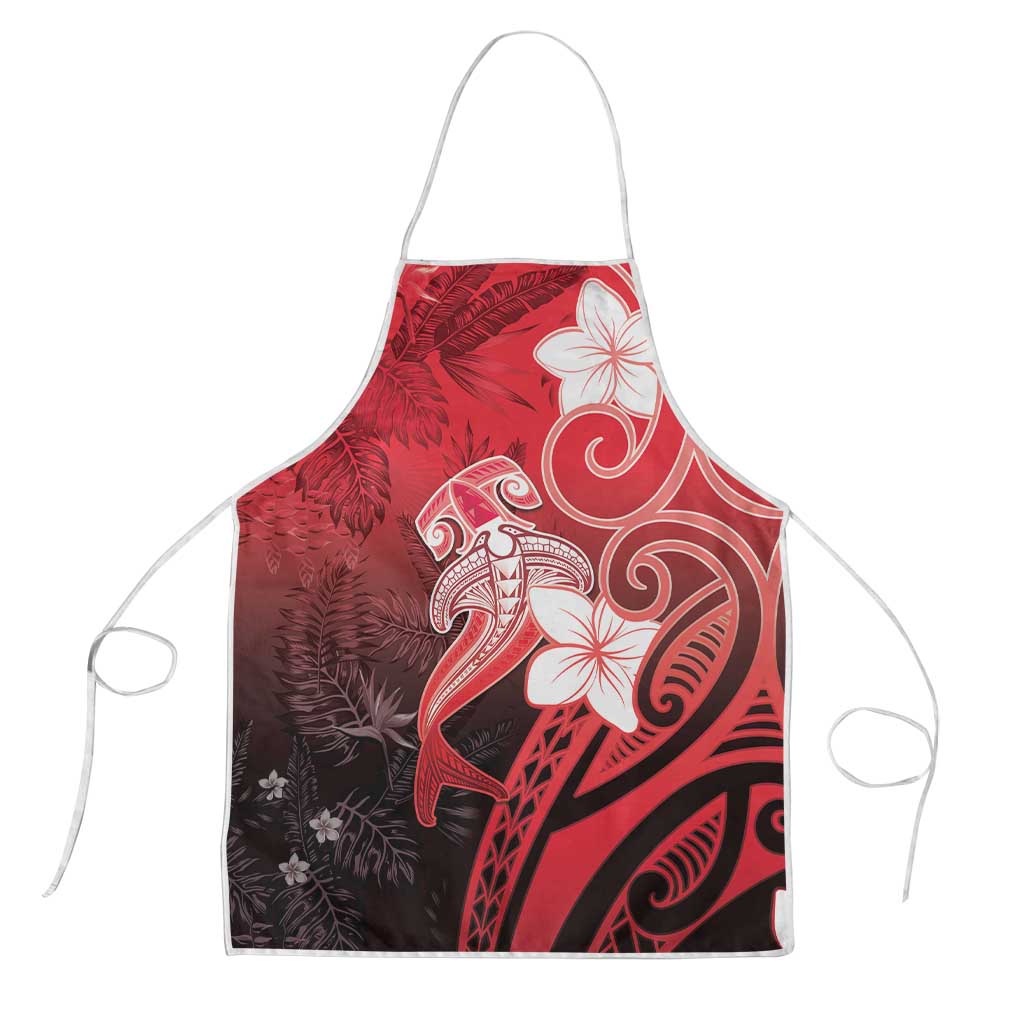 Polynesia Hammerhead Shark Apron Red Tribal Pattern With Plumeria LT05 Red - Polynesian Pride