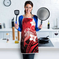 Polynesia Hammerhead Shark Apron Red Tribal Pattern With Plumeria LT05 - Polynesian Pride