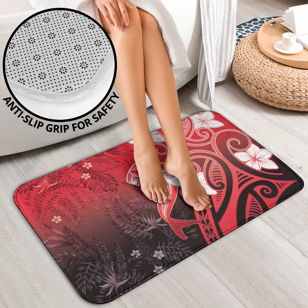 Polynesia Hammerhead Shark Bathroom Set Red Tribal Pattern With Plumeria LT05 - Polynesian Pride