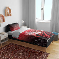 Polynesia Hammerhead Shark Bedding Set Red Tribal Pattern With Plumeria LT05 - Polynesian Pride