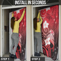 Polynesia Hammerhead Shark Door Cover Red Tribal Pattern With Plumeria LT05 - Polynesian Pride
