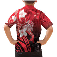 Polynesia Hammerhead Shark Family Matching Mermaid Dress and Hawaiian Shirt Red Tribal Pattern With Plumeria LT05 - Polynesian Pride