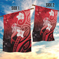 Polynesia Hammerhead Shark Garden Flag Red Tribal Pattern With Plumeria LT05 - Polynesian Pride