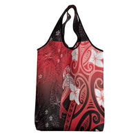 Polynesia Hammerhead Shark Grocery Bag Red Tribal Pattern With Plumeria LT05 - Polynesian Pride