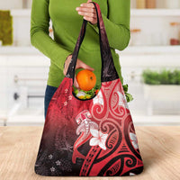 Polynesia Hammerhead Shark Grocery Bag Red Tribal Pattern With Plumeria LT05 - Polynesian Pride