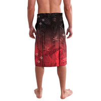Polynesia Hammerhead Shark Lavalava Red Tribal Pattern With Plumeria - Polynesian Pride