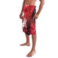 Polynesia Hammerhead Shark Lavalava Red Tribal Pattern With Plumeria - Polynesian Pride