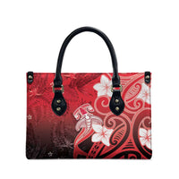 Polynesia Hammerhead Shark Leather Bag Red Tribal Pattern With Plumeria LT05 - Polynesian Pride