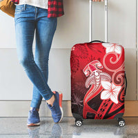 Polynesia Hammerhead Shark Luggage Cover Red Tribal Pattern With Plumeria LT05 - Polynesian Pride