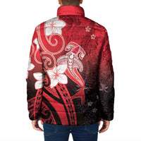 Polynesia Hammerhead Shark Padded Jacket Red Tribal Pattern With Plumeria LT05 - Polynesian Pride