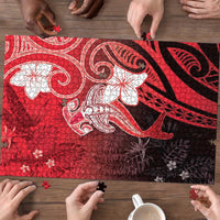 Polynesia Hammerhead Shark Puzzle Red Tribal Pattern With Plumeria LT05 - Polynesian Pride