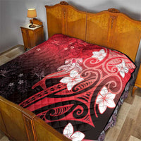 Polynesia Hammerhead Shark Quilt Red Tribal Pattern With Plumeria LT05 - Polynesian Pride