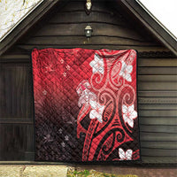 Polynesia Hammerhead Shark Quilt Red Tribal Pattern With Plumeria LT05 - Polynesian Pride