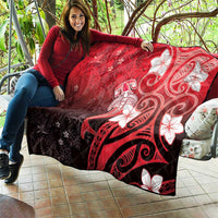 Polynesia Hammerhead Shark Quilt Red Tribal Pattern With Plumeria LT05 - Polynesian Pride