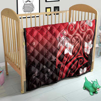 Polynesia Hammerhead Shark Quilt Red Tribal Pattern With Plumeria LT05 - Polynesian Pride