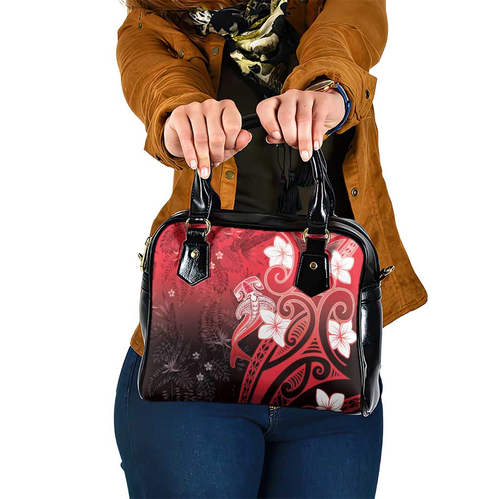 Polynesia Hammerhead Shark Shoulder Handbag Red Tribal Pattern With Plumeria LT05 One Size Red - Polynesian Pride