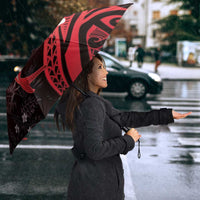 Polynesia Hammerhead Shark Umbrella Red Tribal Pattern With Plumeria LT05 - Polynesian Pride
