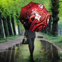 Polynesia Hammerhead Shark Umbrella Red Tribal Pattern With Plumeria LT05 - Polynesian Pride