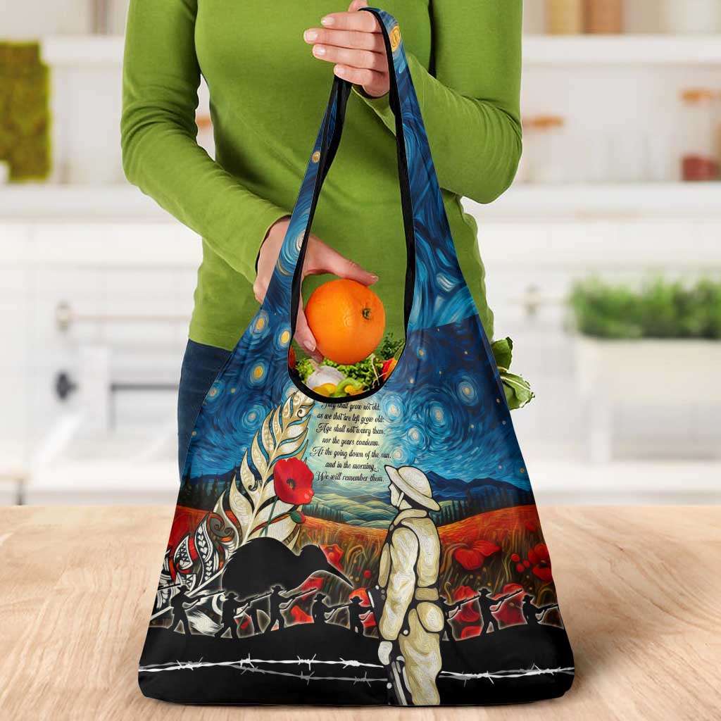 Kei Wareware Tatou New Zealand ANZAC Day Grocery Bag Starry Night Inspo Style