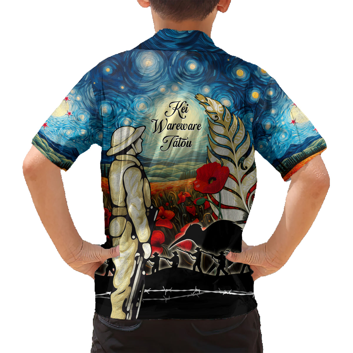 Kei Wareware Tatou New Zealand ANZAC Day Kid Hawaiian Shirt Starry Night Inspo Style LT05 - Polynesian Pride