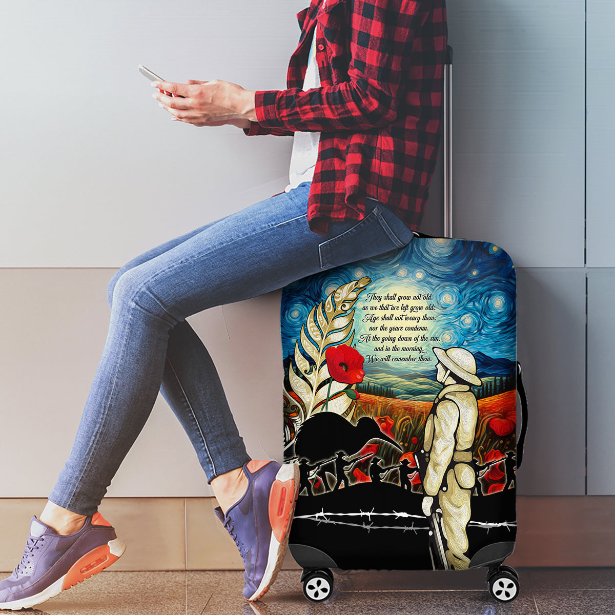 Kei Wareware Tatou New Zealand ANZAC Day Luggage Cover Starry Night Inspo Style