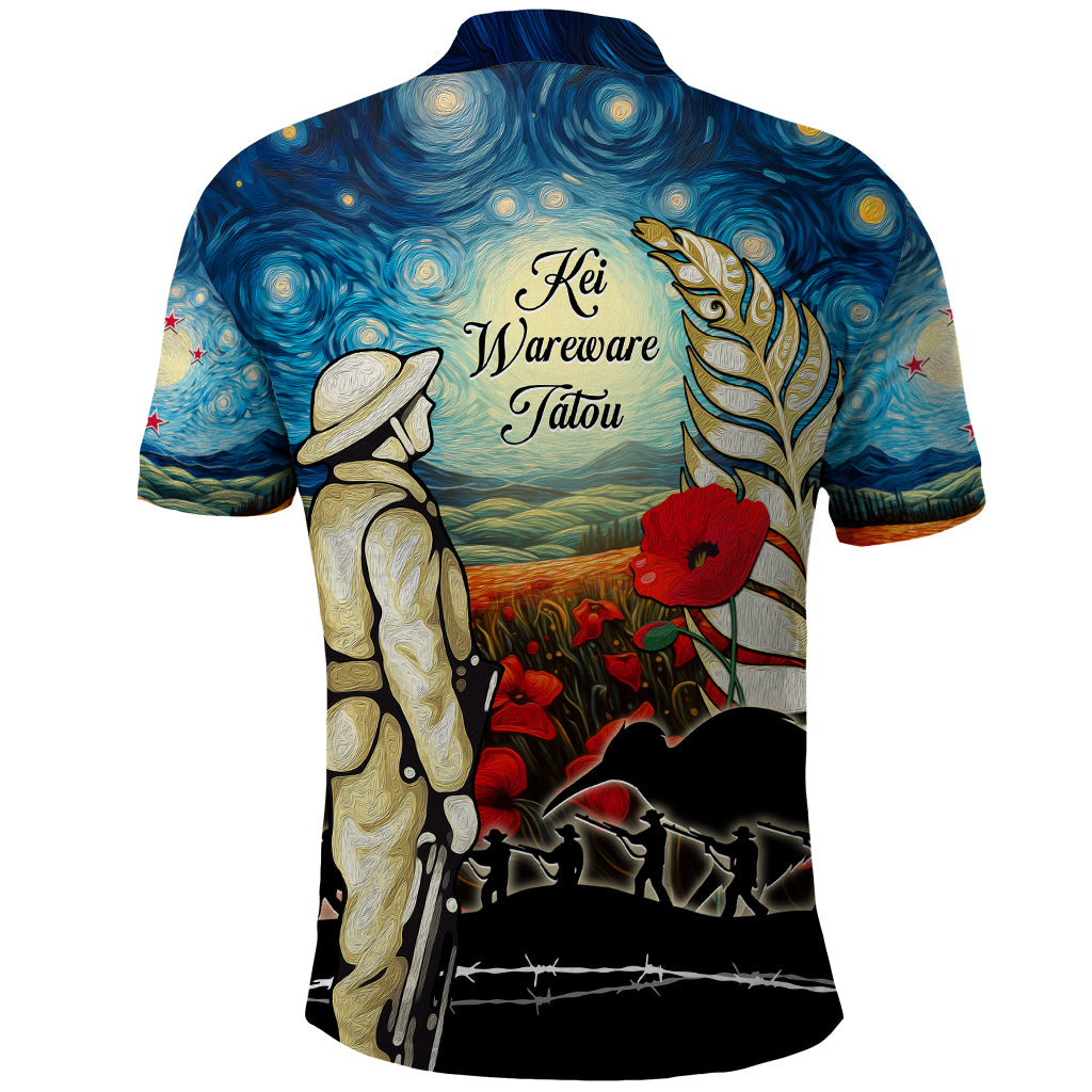Kei Wareware Tatou New Zealand ANZAC Day Polo Shirt Starry Night Inspo Style LT05 - Polynesian Pride