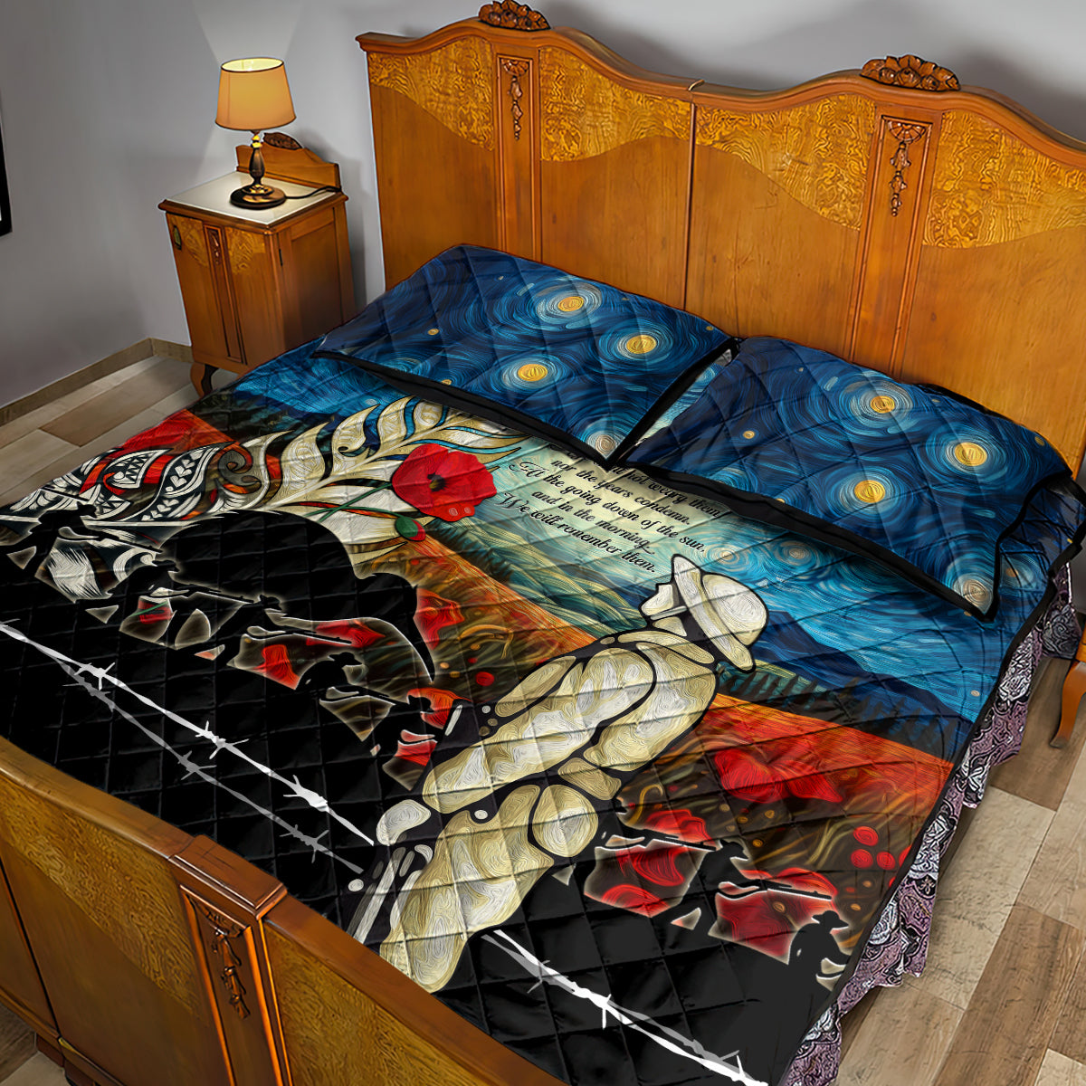 Kei Wareware Tatou New Zealand ANZAC Day Quilt Bed Set Starry Night Inspo Style