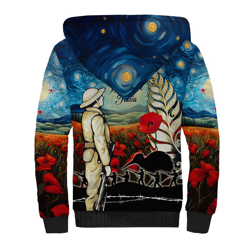 Kei Wareware Tatou New Zealand ANZAC Day Sherpa Hoodie Starry Night Inspo Style LT05 - Polynesian Pride