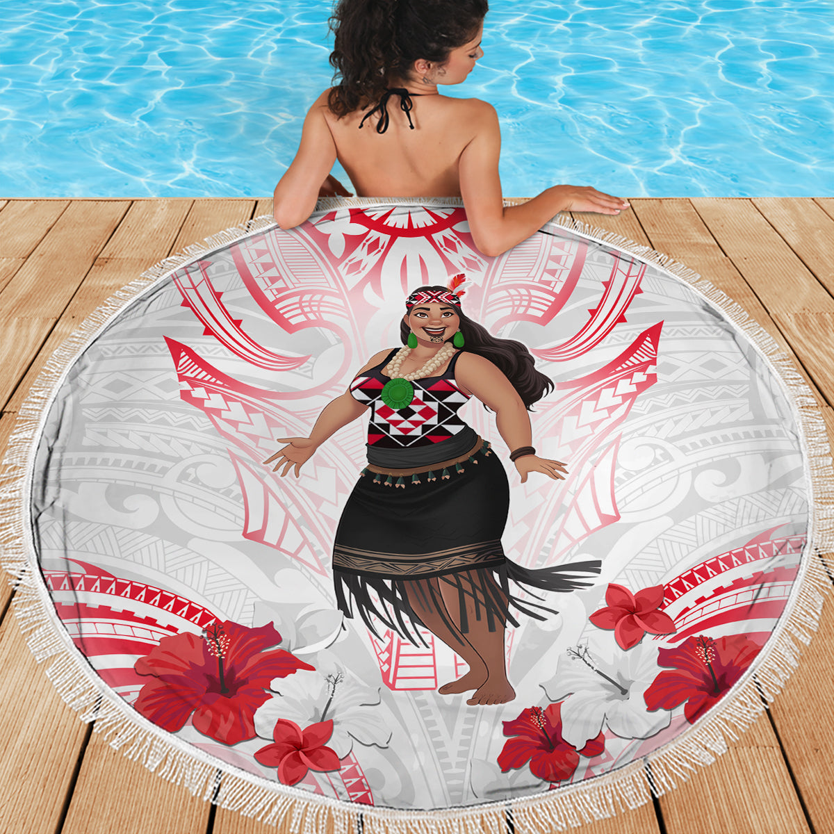 New Zealand Women's Day Beach Blanket Maori Wahine Polynesian Pattern