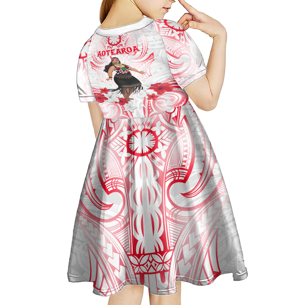 New Zealand Women's Day Kid Short Sleeve Dress Maori Wahine Polynesian Pattern LT05 - Polynesian Pride