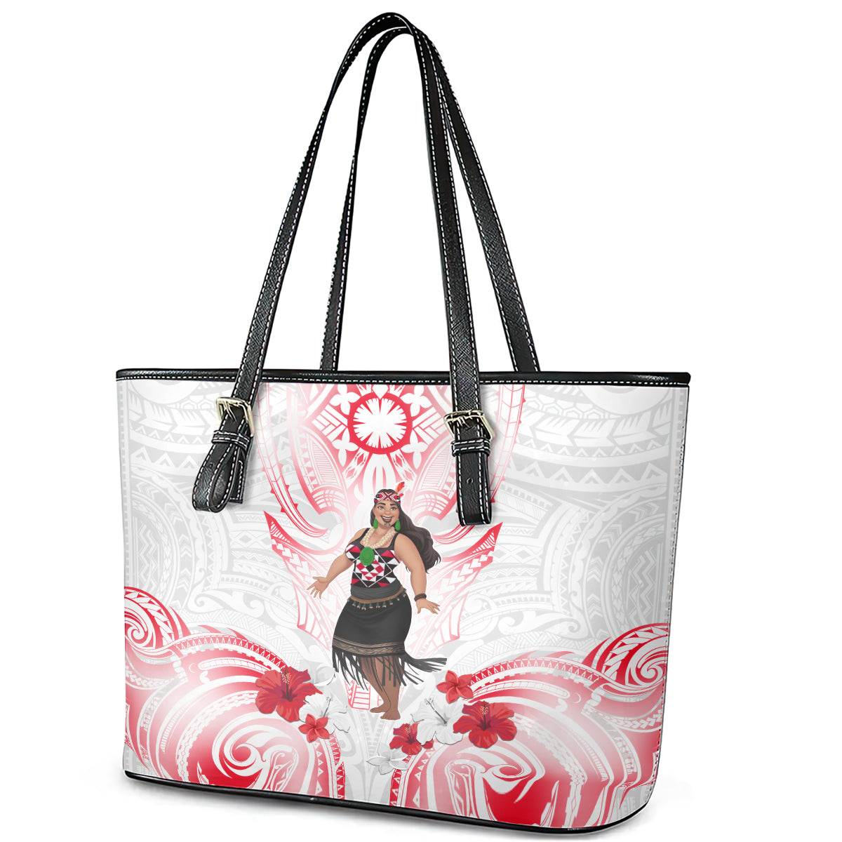 New Zealand Women's Day Leather Tote Bag Maori Wahine Polynesian Pattern LT05 - Polynesian Pride