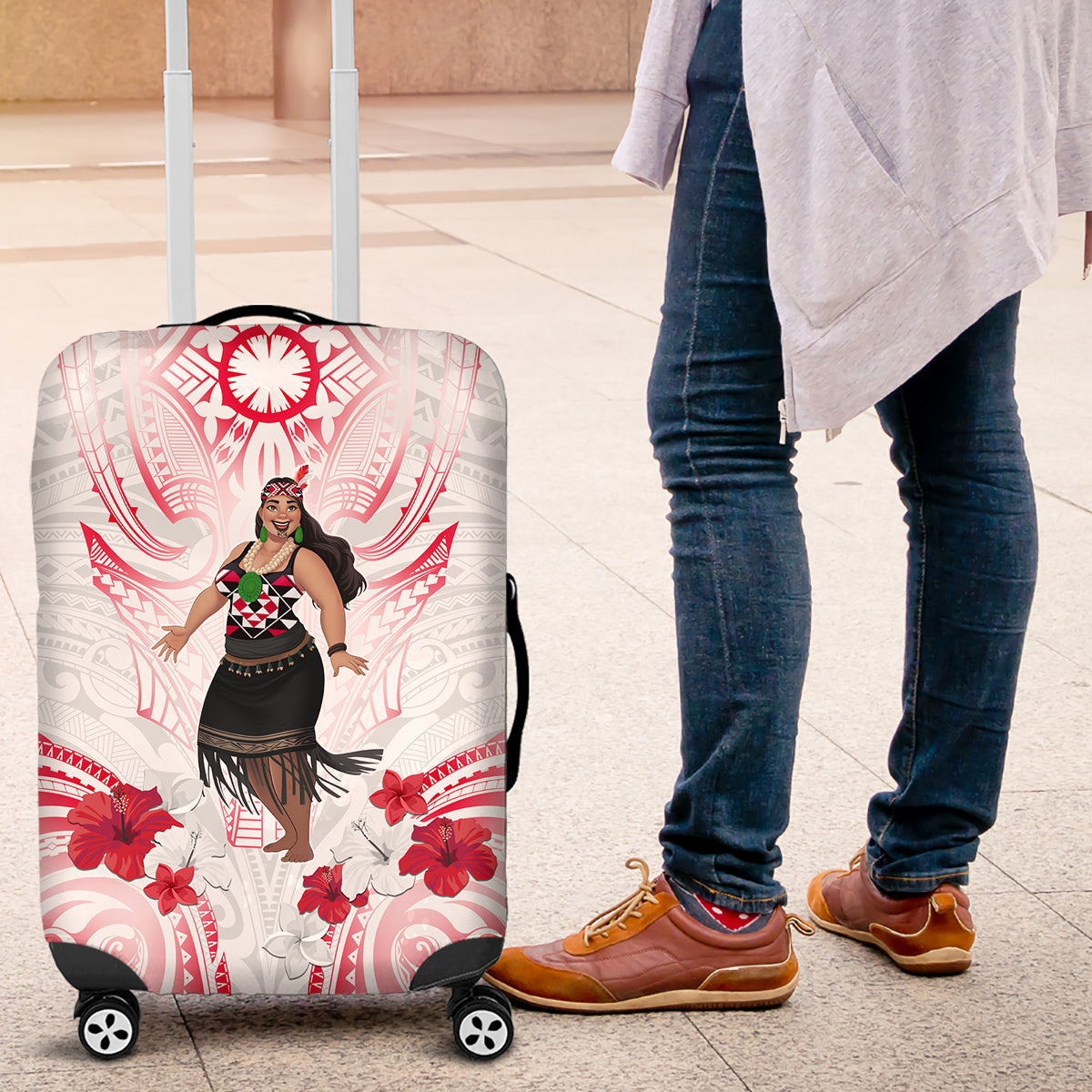 New Zealand Women's Day Luggage Cover Maori Wahine Polynesian Pattern