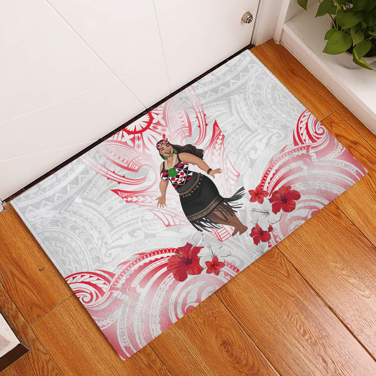 New Zealand Women's Day Rubber Doormat Maori Wahine Polynesian Pattern