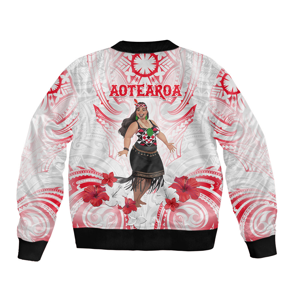 New Zealand Women's Day Sleeve Zip Bomber Jacket Maori Wahine Polynesian Pattern LT05 - Polynesian Pride