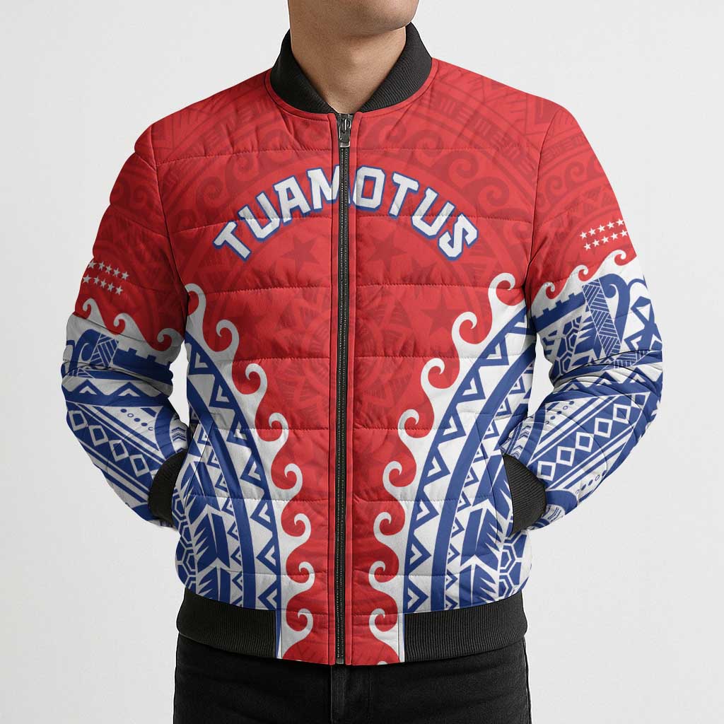 Custom Tuamotu Archipelago Bomber Puffer Jacket Polynesian Tribal Tattoo