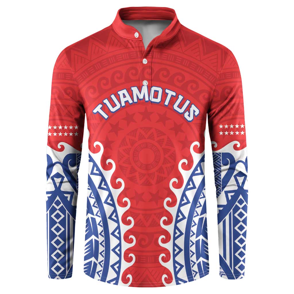 Custom Tuamotu Archipelago Button Sweatshirt Polynesian Tribal Tattoo LT05 Red - Polynesian Pride