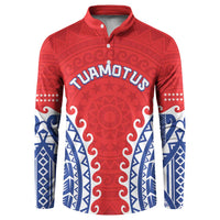 Custom Tuamotu Archipelago Button Sweatshirt Polynesian Tribal Tattoo LT05 Red - Polynesian Pride