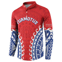 Custom Tuamotu Archipelago Button Sweatshirt Polynesian Tribal Tattoo LT05 - Polynesian Pride