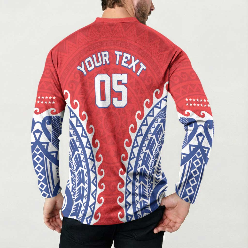 Custom Tuamotu Archipelago Button Sweatshirt Polynesian Tribal Tattoo LT05 - Polynesian Pride