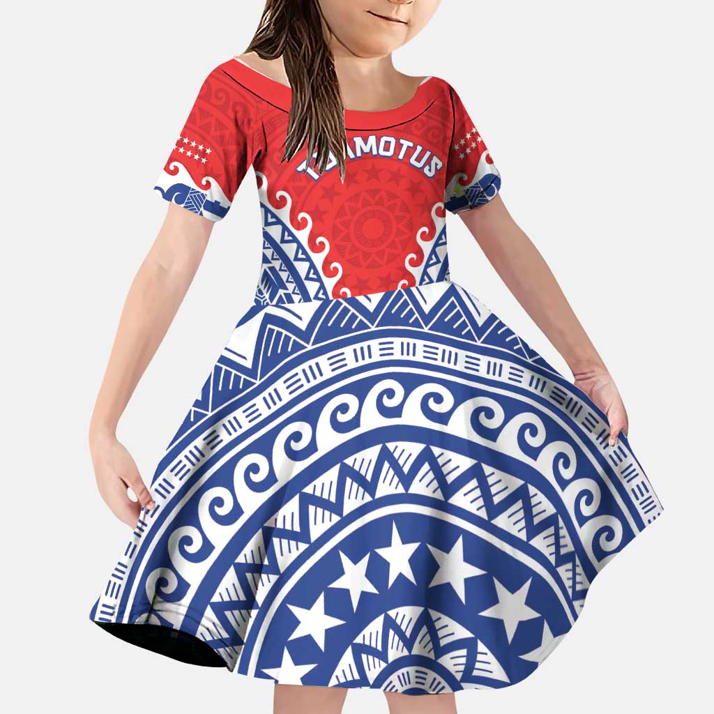 Custom Tuamotu Archipelago Family Matching Off Shoulder Short Dress and Hawaiian Shirt Polynesian Tribal Tattoo