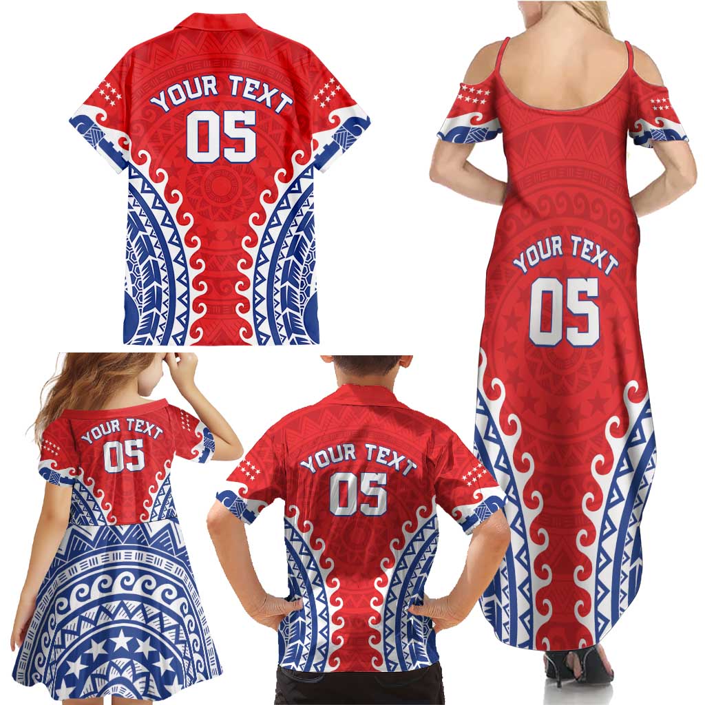Custom Tuamotu Archipelago Family Matching Summer Maxi Dress and Hawaiian Shirt Polynesian Tribal Tattoo