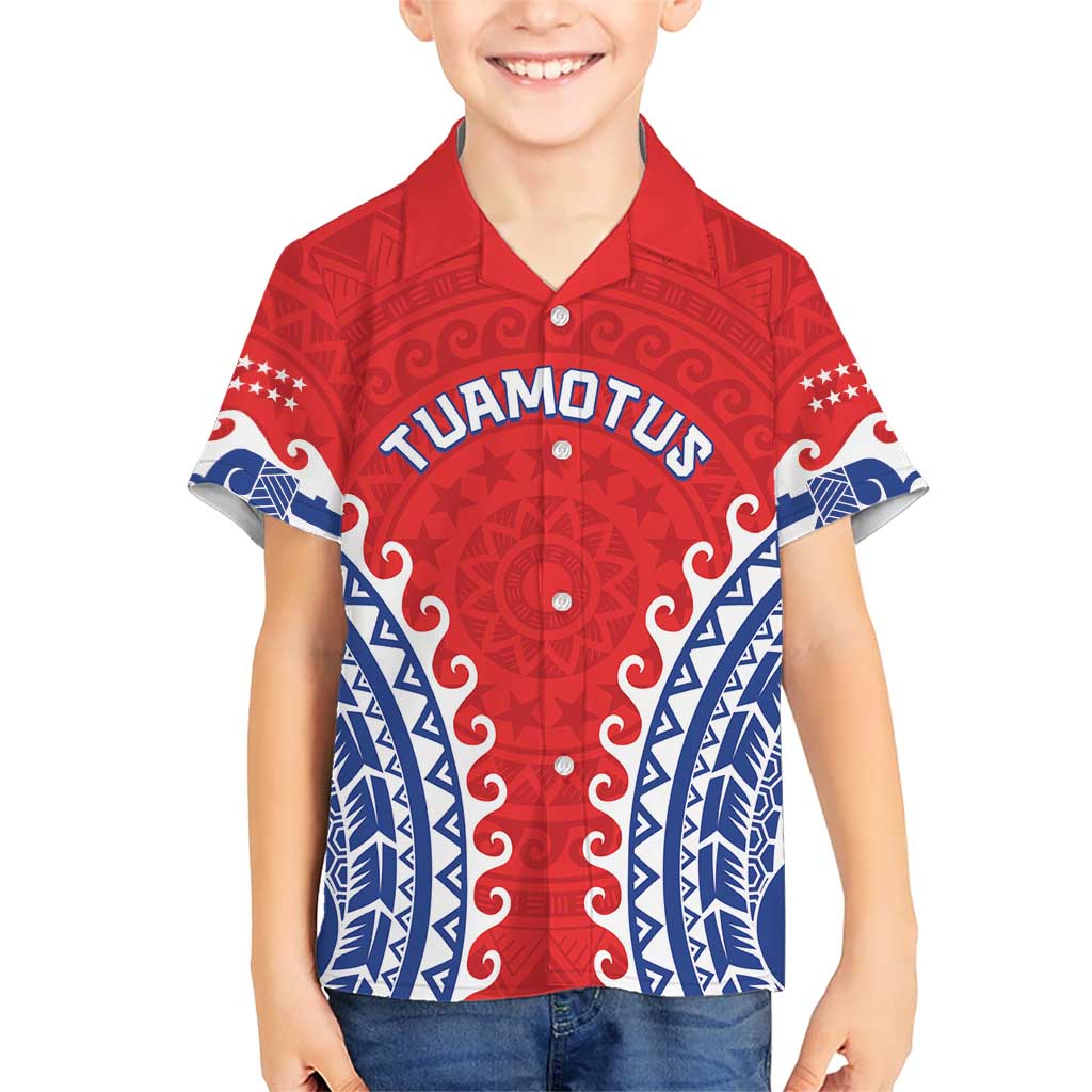 Custom Tuamotu Archipelago Kid Hawaiian Shirt Polynesian Tribal Tattoo