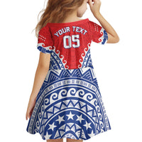 Custom Tuamotu Archipelago Kid Short Sleeve Dress Polynesian Tribal Tattoo