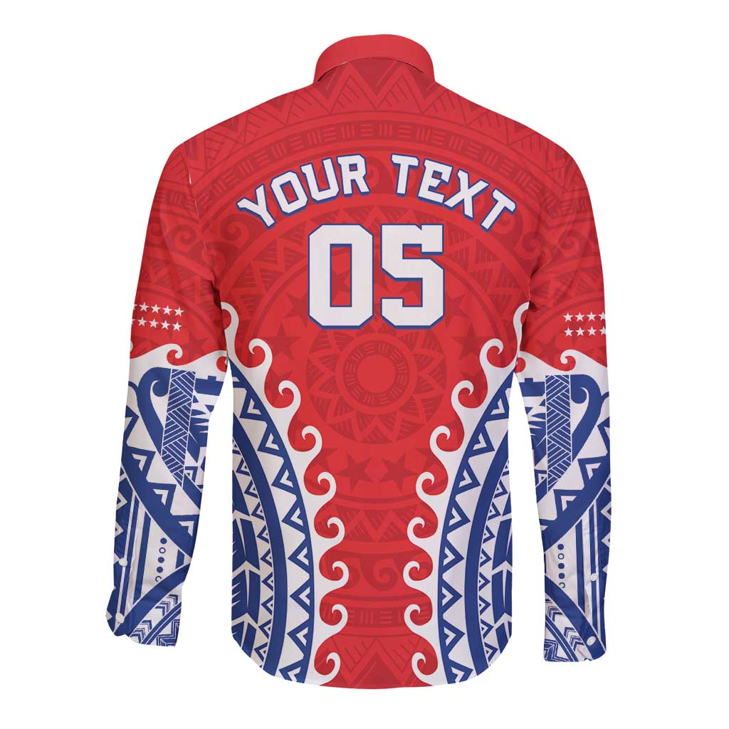 Custom Tuamotu Archipelago Long Sleeve Button Shirt Polynesian Tribal Tattoo