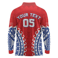 Custom Tuamotu Archipelago Long Sleeve Polo Shirt Polynesian Tribal Tattoo