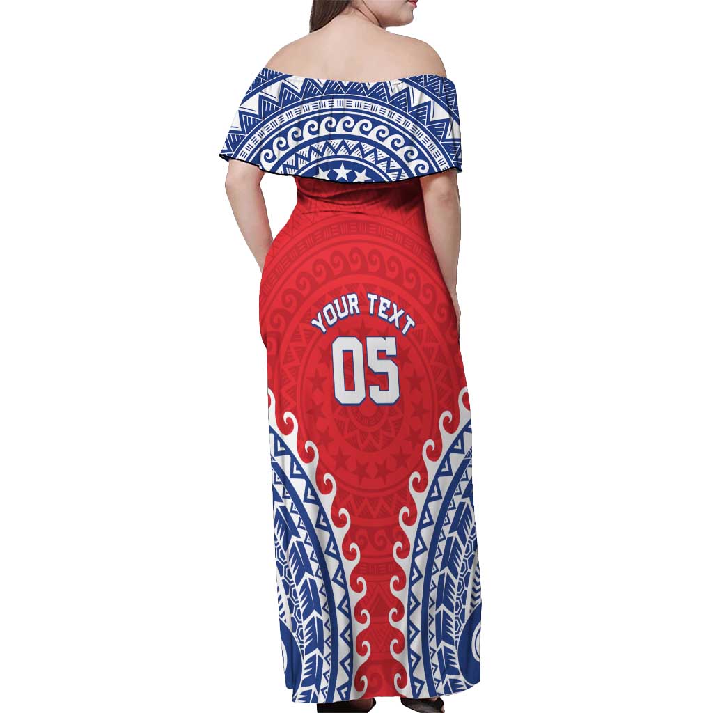 Custom Tuamotu Archipelago Off Shoulder Maxi Dress Polynesian Tribal Tattoo