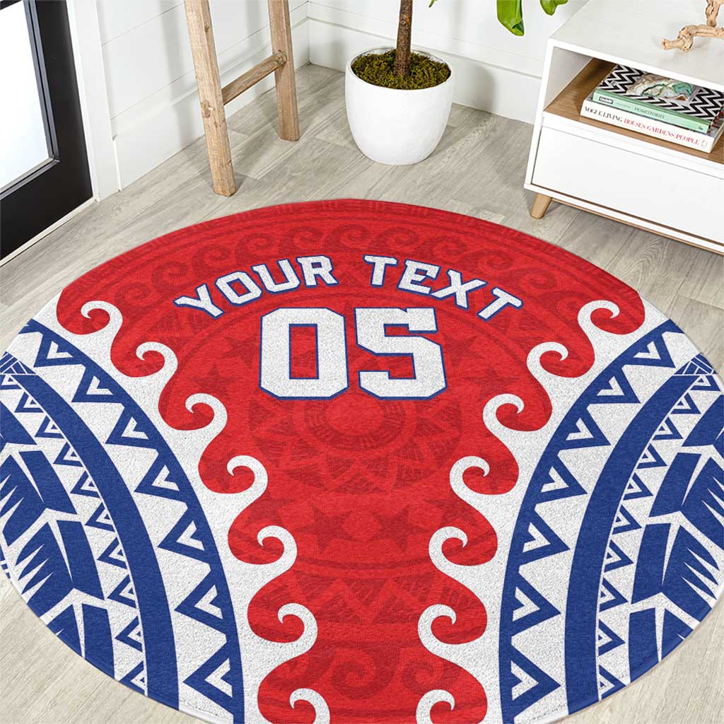Custom Tuamotu Archipelago Round Carpet Polynesian Tribal Tattoo