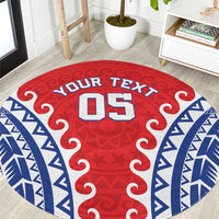 Custom Tuamotu Archipelago Round Carpet Polynesian Tribal Tattoo