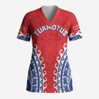 Custom Tuamotu Archipelago Scrub Top Polynesian Tribal Tattoo